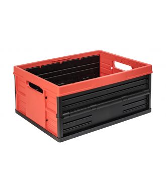 Sammenleggbar kasse - 32 liter - rød og svart