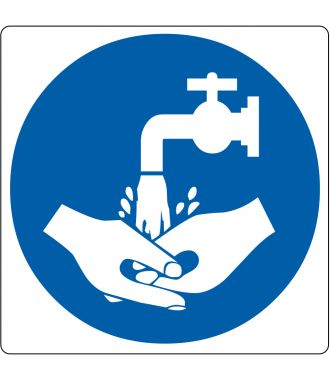 Gulvpiktogram for "Håndvask nødvendig"